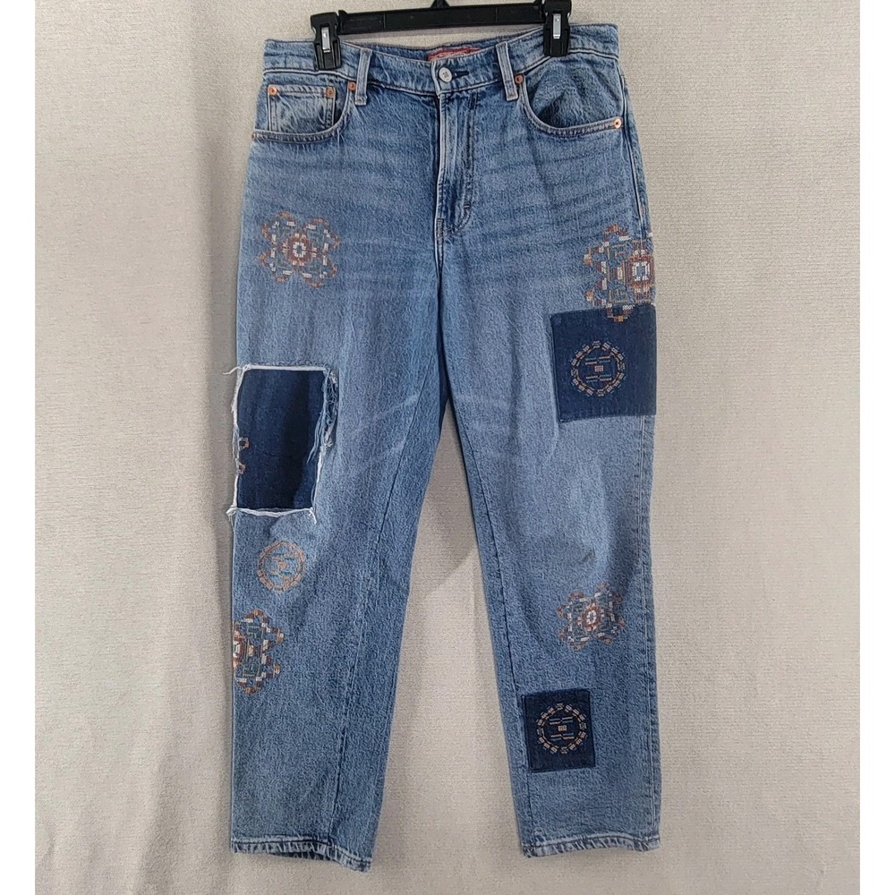 Lucky Brand Womens Jeans Legend Patchwork Embroidered Boho Festival Size 28R